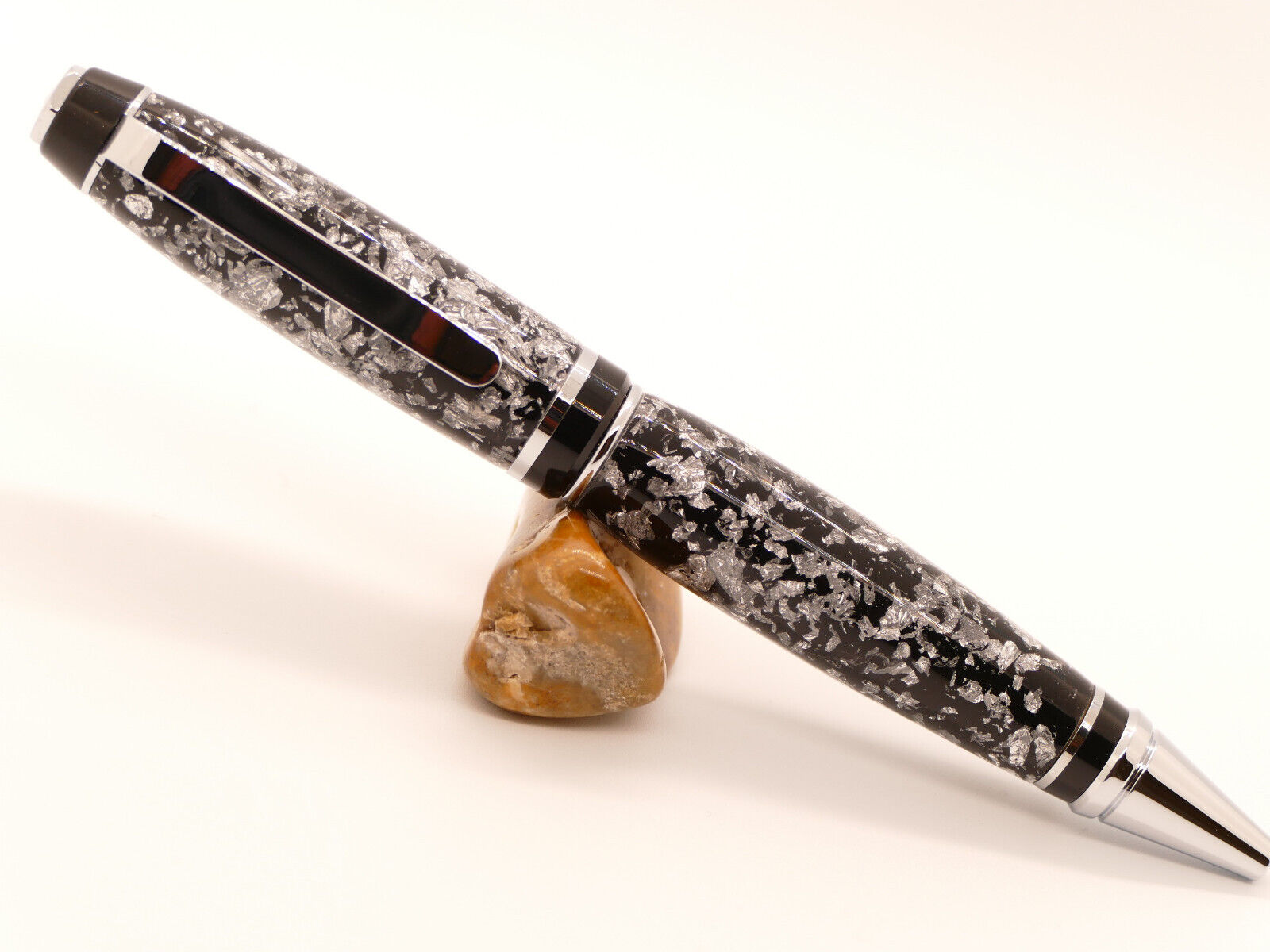 Beautiful Hand turned Handmade Cigar Style Pen Resin with embedded Silver Flakes
