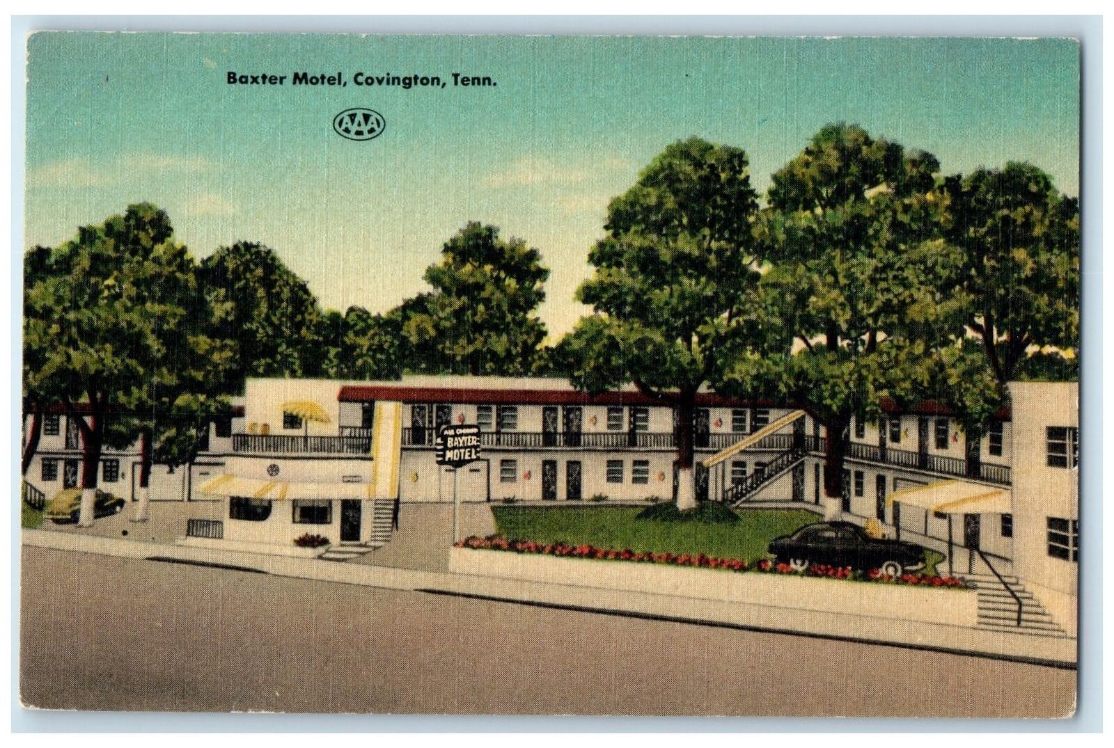 c1940's Baxter Motel Exterior Roadside Covington Tennessee TN Unposted Postcard