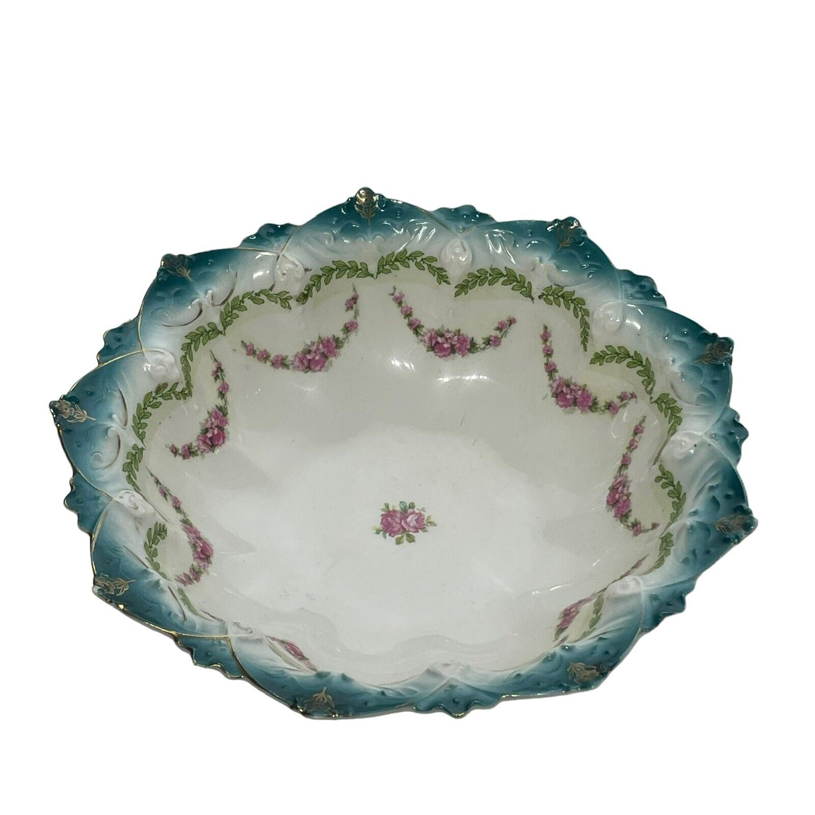 antique porcelain rose floral Print Large bowl Home Decor