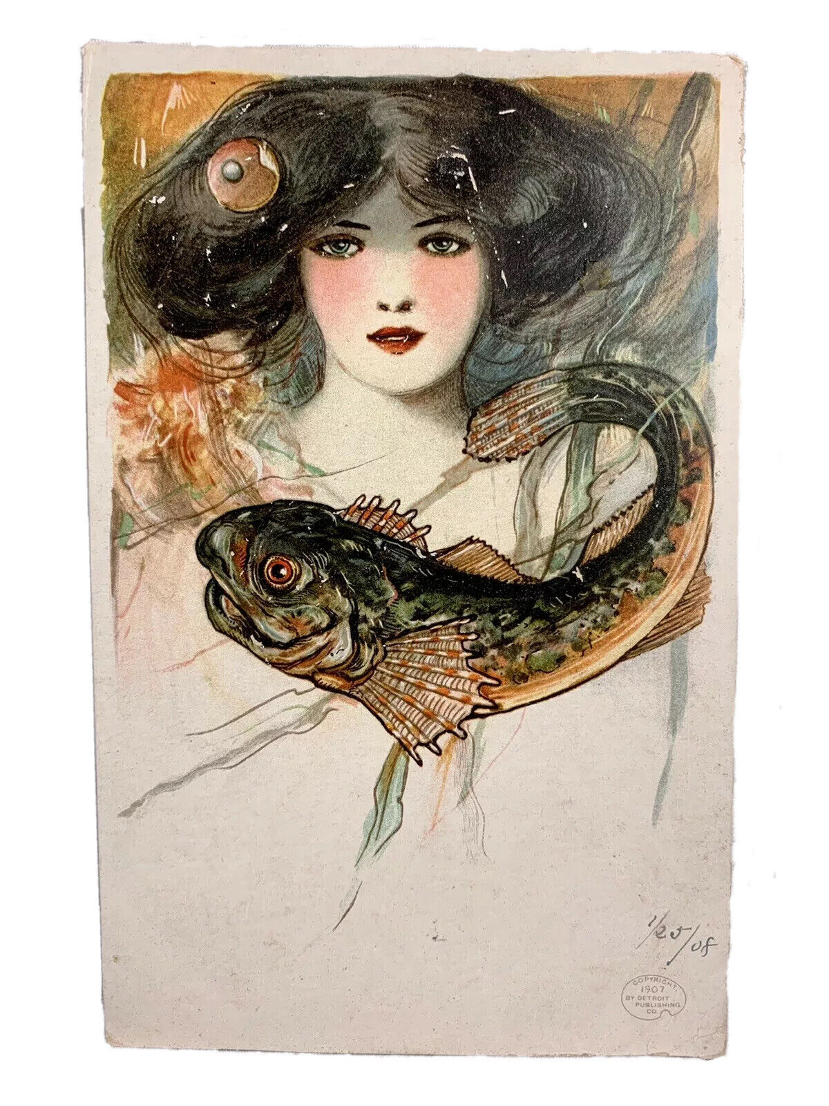 Rare Samuel Schmucker Postcard - The Mermaid's Lovers - Detroit Publishing