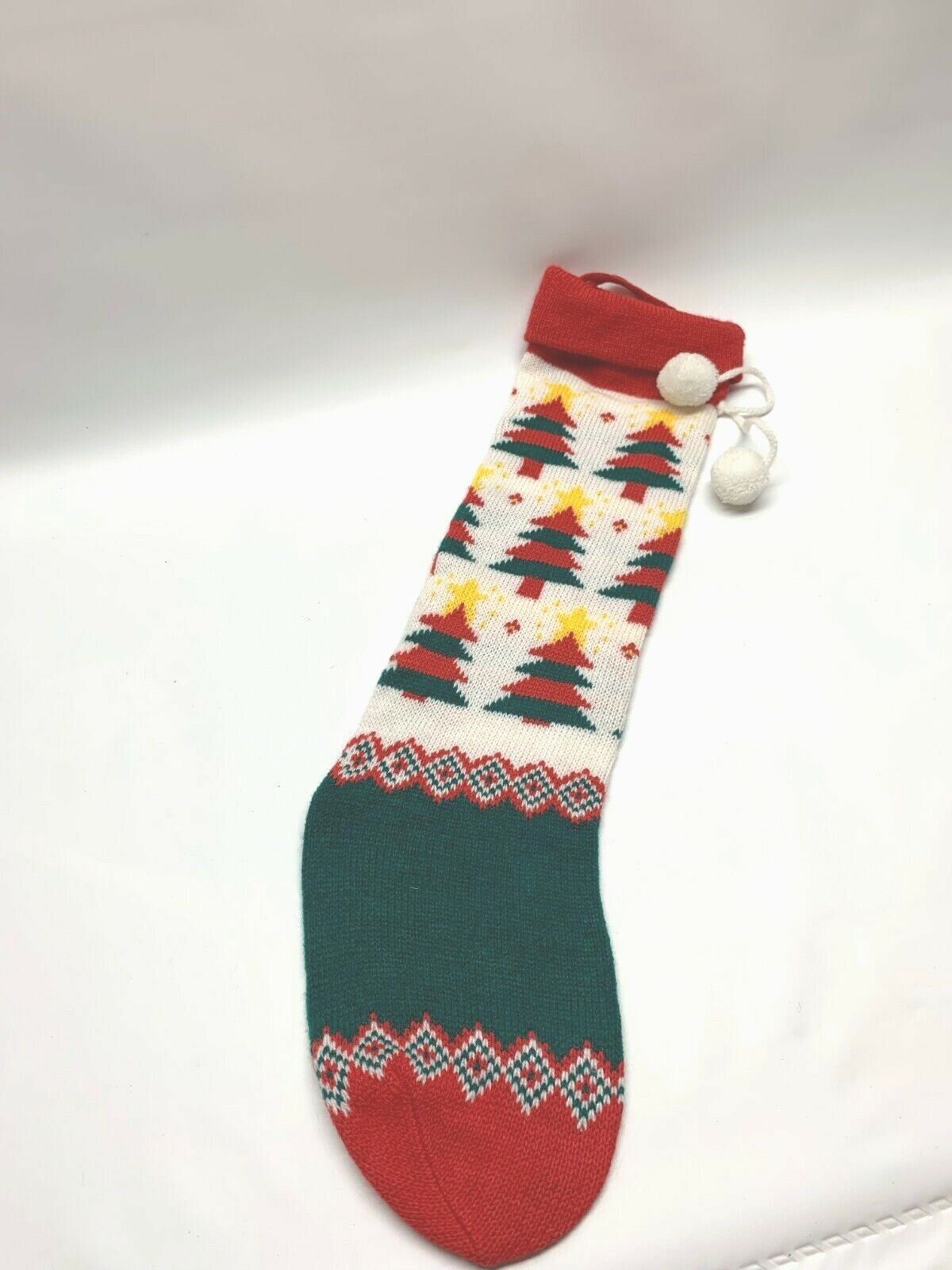 Vintage 70s Sweater Knit Style  Christmas Tree  21 inch  Stocking