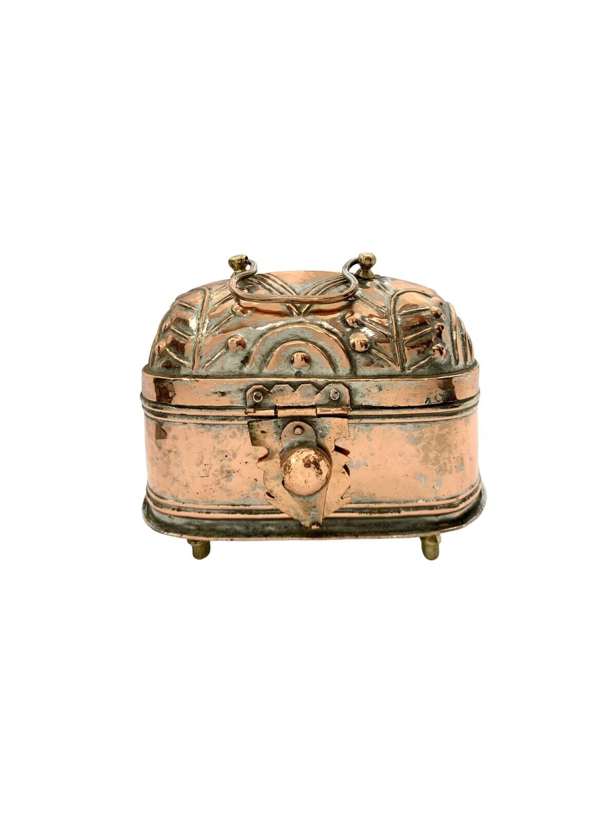 Copper Domed Lidded Box French Country Home Vintage Decor