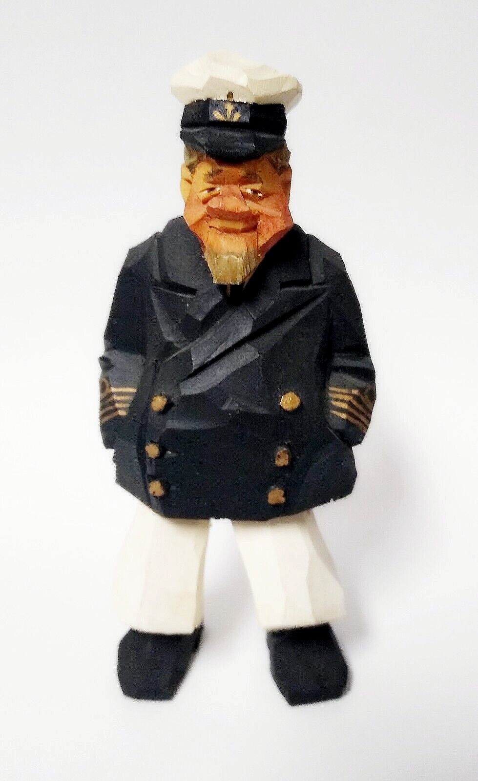 Signed GUNNARSSON Swedish Carved Hand Paint Wood Sea Captain Figure