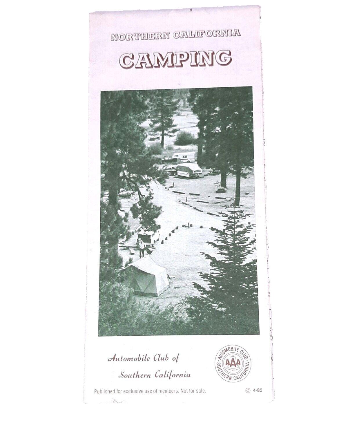 Vintage 1984 Northern California Camping Map AAA Automobile Club Southern CA