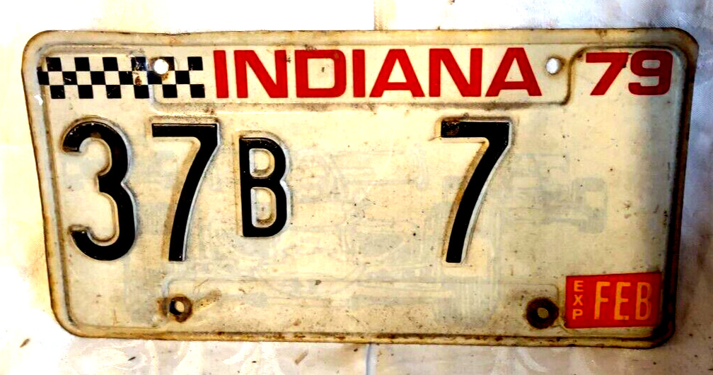Indiana Jasper County 1979 Race Car Design Metal Expired License Plate 37B7 LOW#