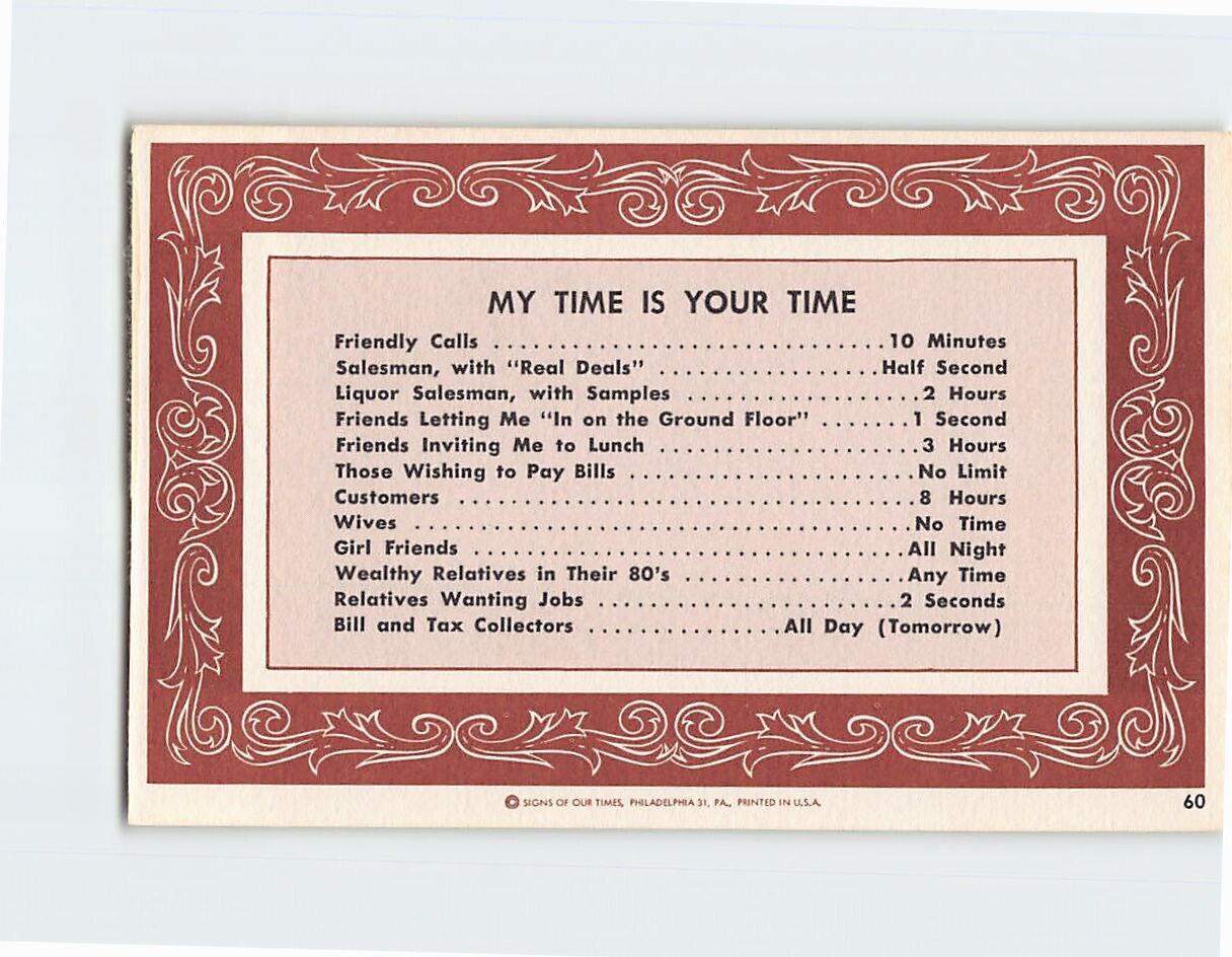 Postcard My Time Is Your Time with Art Print