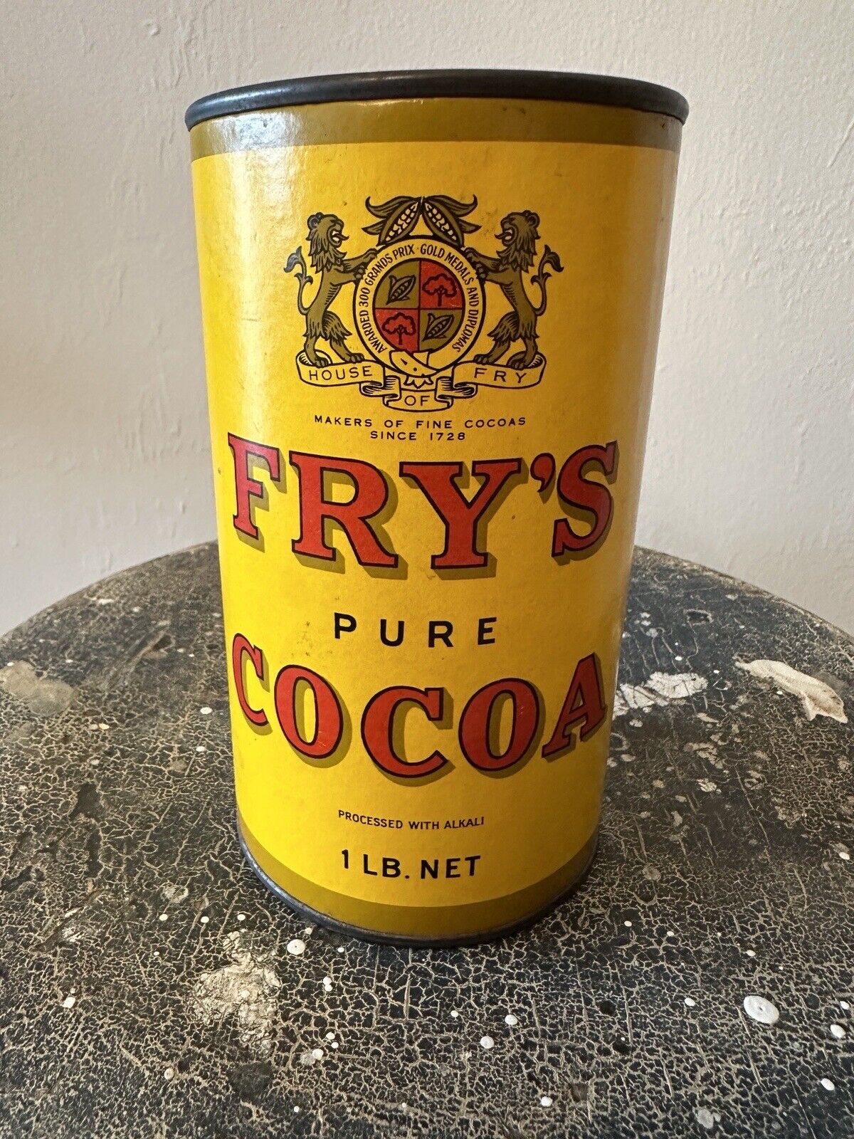 Vintage Fry’s Pure Cocoa Tin /paper Container Frys Cadbury Ltd Montreal Canada