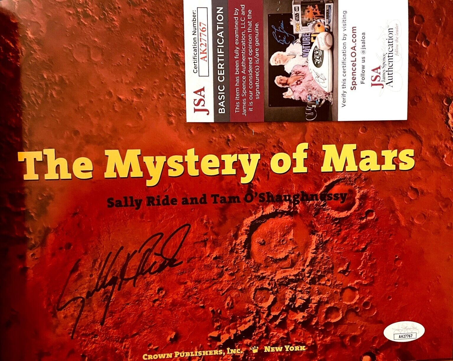Sally Ride autographed signed autograph Mystery of Mars hardcover photo book JSA