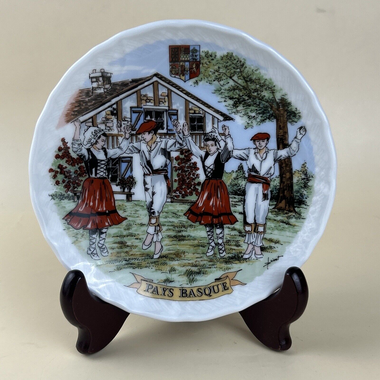 1999 Pays Basque A. Lhonneur Porcelain Plate 5.75'' Basque Country Dancing Scene