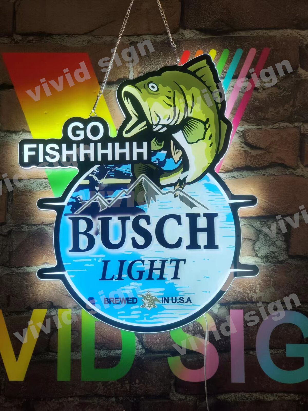 Bass Fish Go Fishing Beer 2D LED 20\