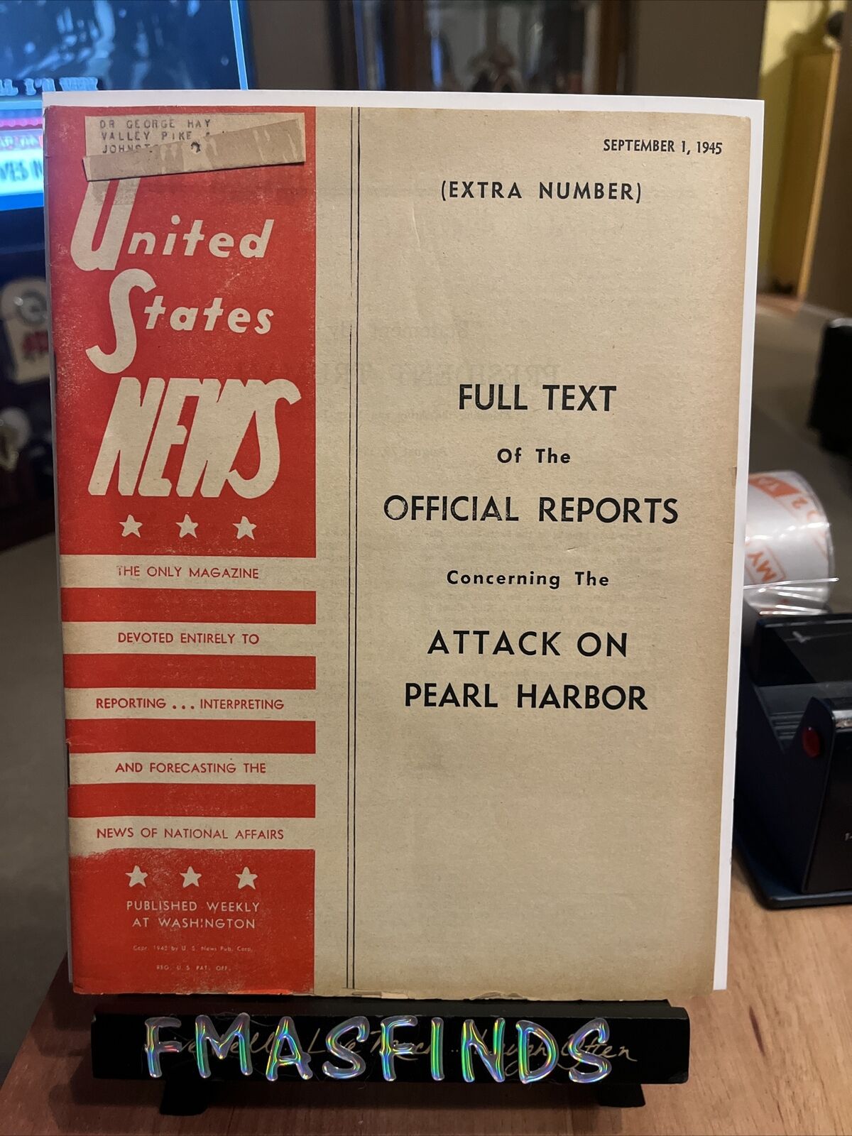 M2 1945 Attack On PEARL HARBOR September 1 Official Report US NEWS MAGAZINE