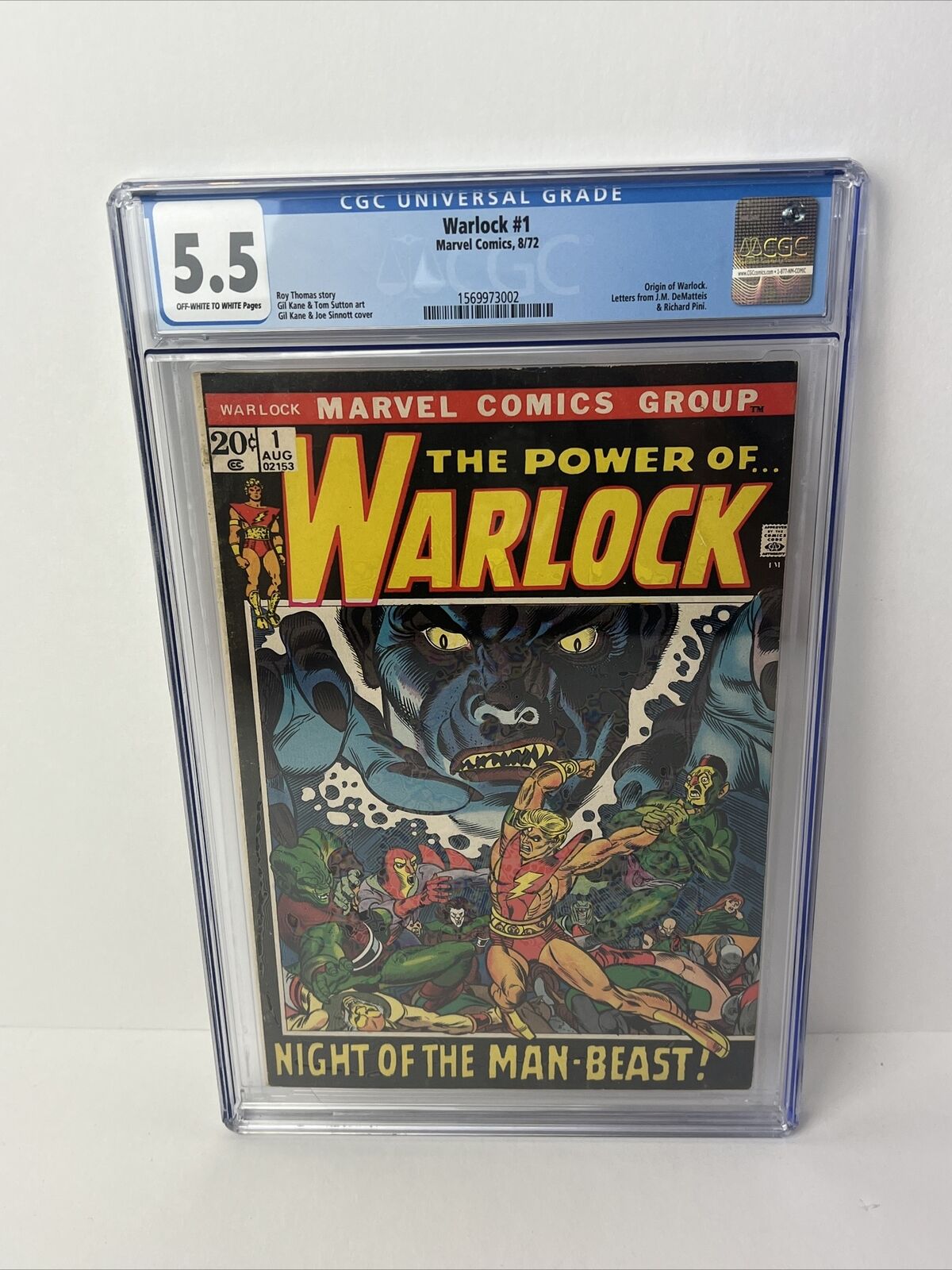 1972 Marvel Comics WARLOCK #1 CGC 5.5 Origin, Letters from J.M. DeMatteis