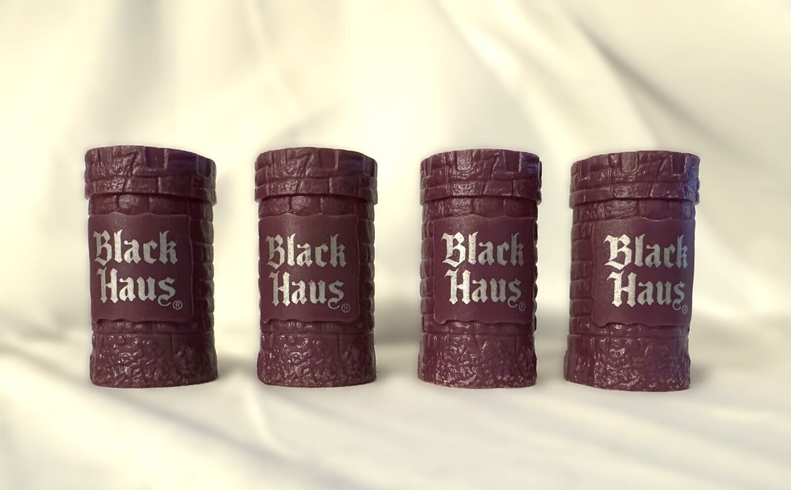 4 Purple Black Haus Castle shot glasses vintage collectibles Man Cave Must Have
