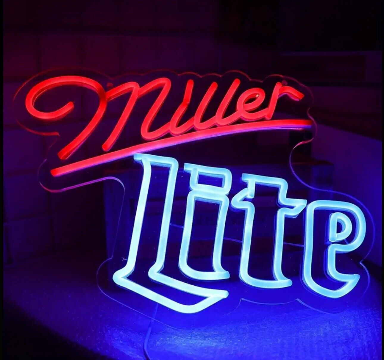 Miller Lite Neon Sign Light Lamp Beer Bar Decor Wall LED Man Cave Miller Lite