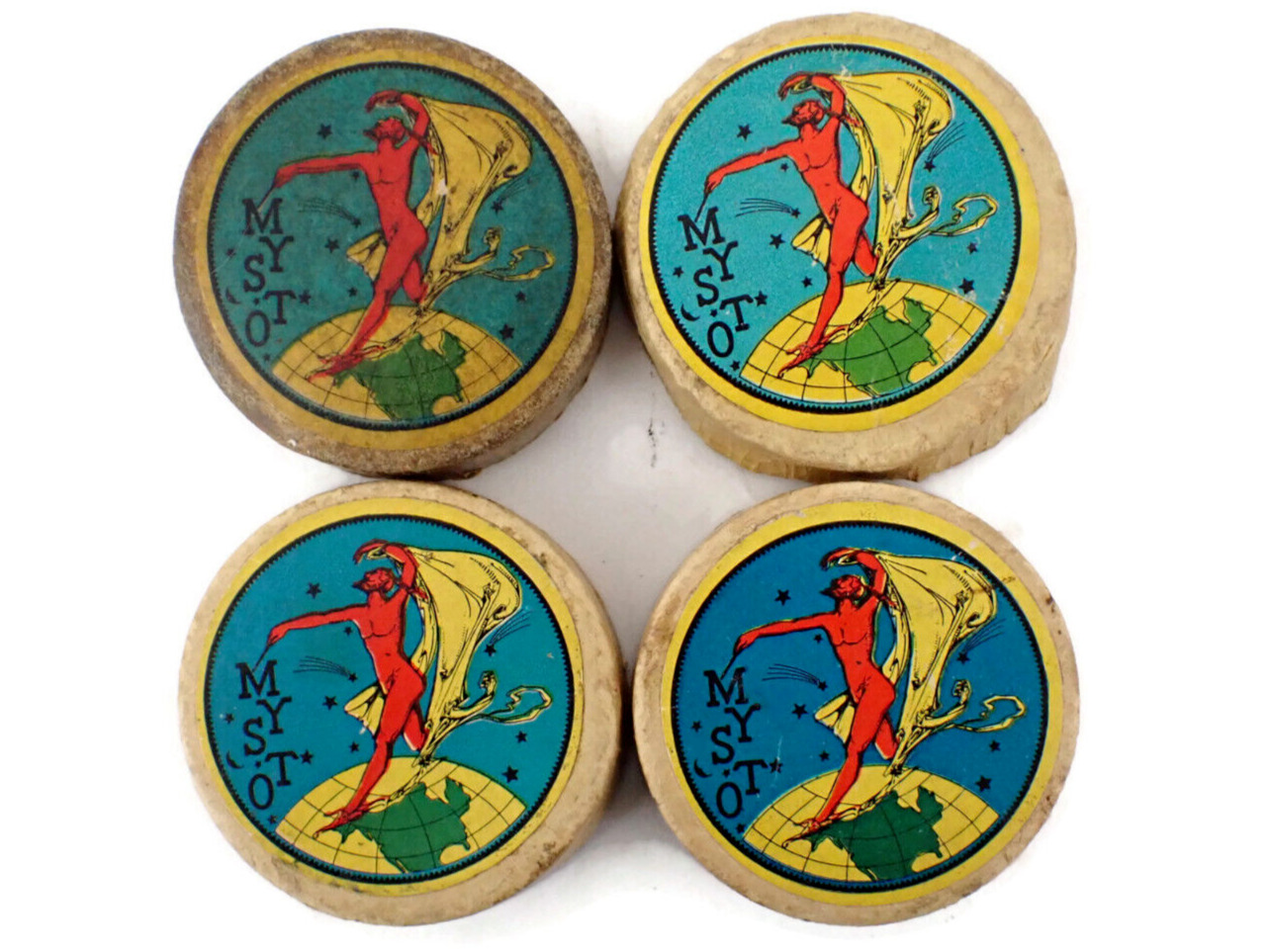 1920s era Gilberts Mysto Red Devil Magic Trick Lithographed Paper Caps for Parts