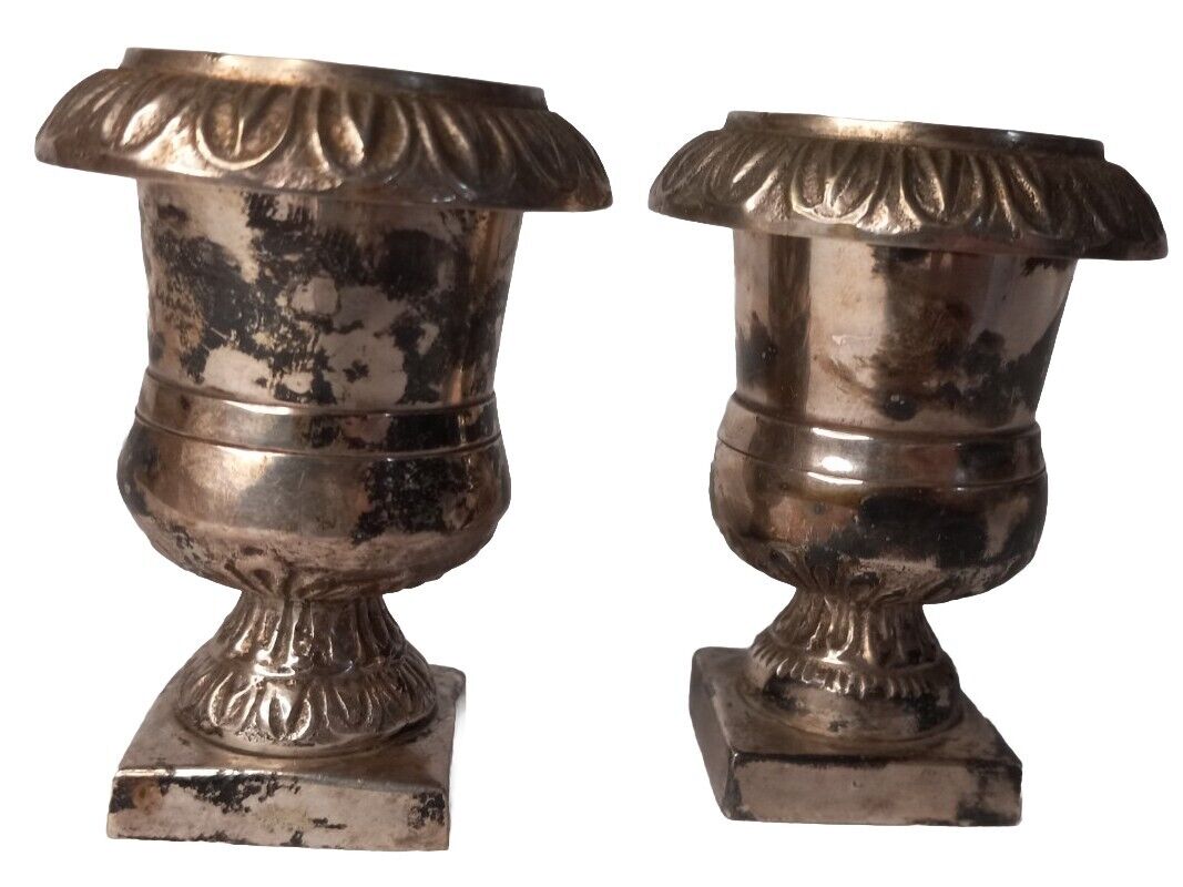 Silver Plated Urn Shaped Salt And Pepper Shakers