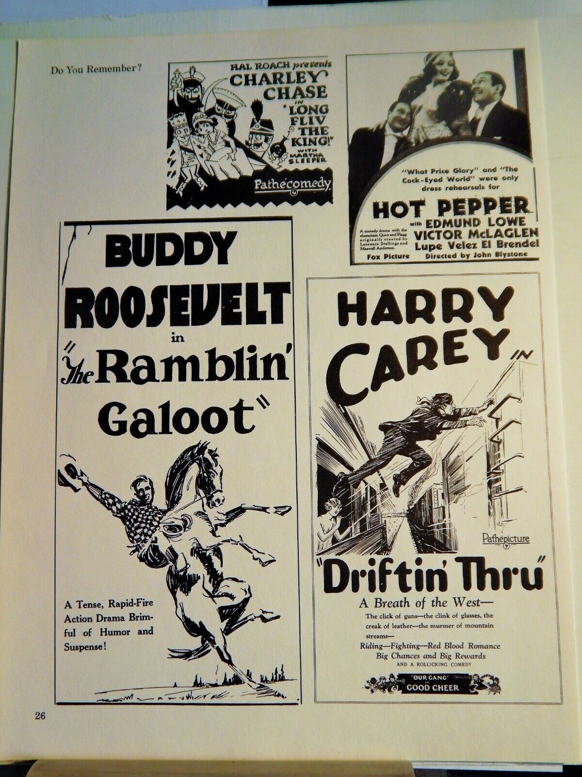 DRIFTIN THRU / RAMBLIN GALOOT / RED RIVER MOVIE ADS VTG 1972 reprint