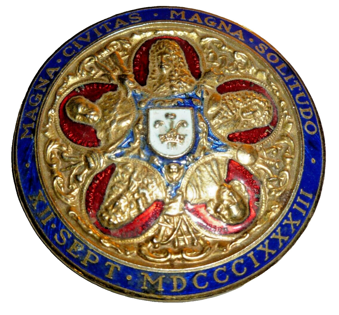 1883 Enamled Commemorative Pin SUPER RARE 200th Anniversary Saving Vienna 2.5\