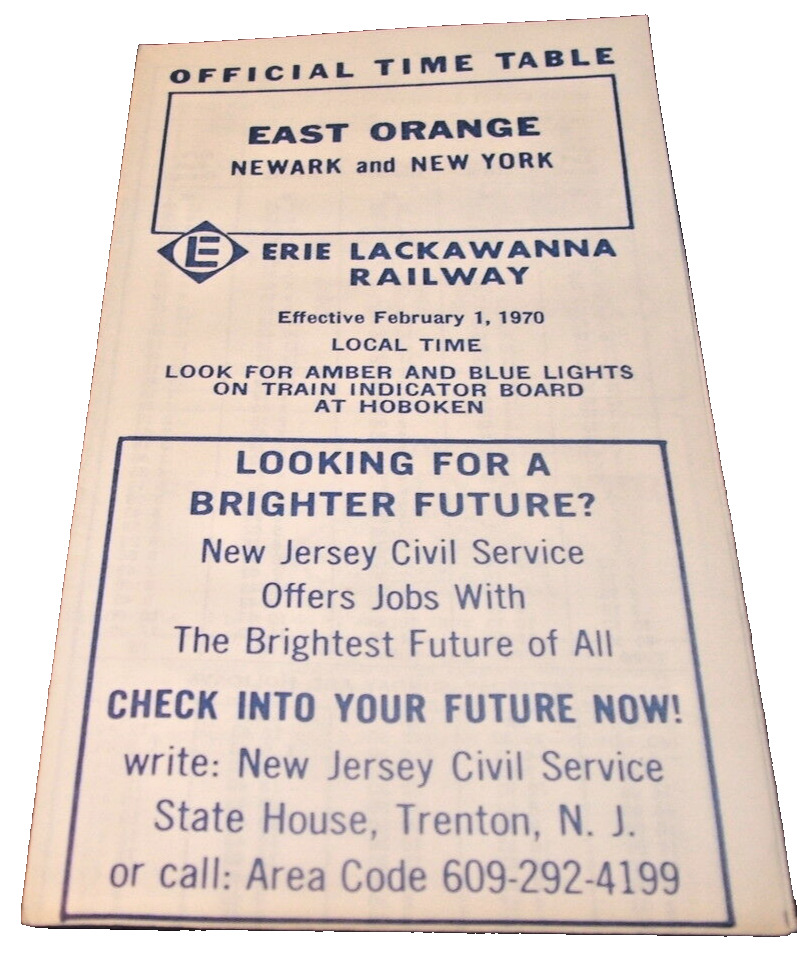 FEBRUARY 1970 ERIE LACKAWANNA EAST ORANGE NEW JERSEY PUBLIC TIMETABLE