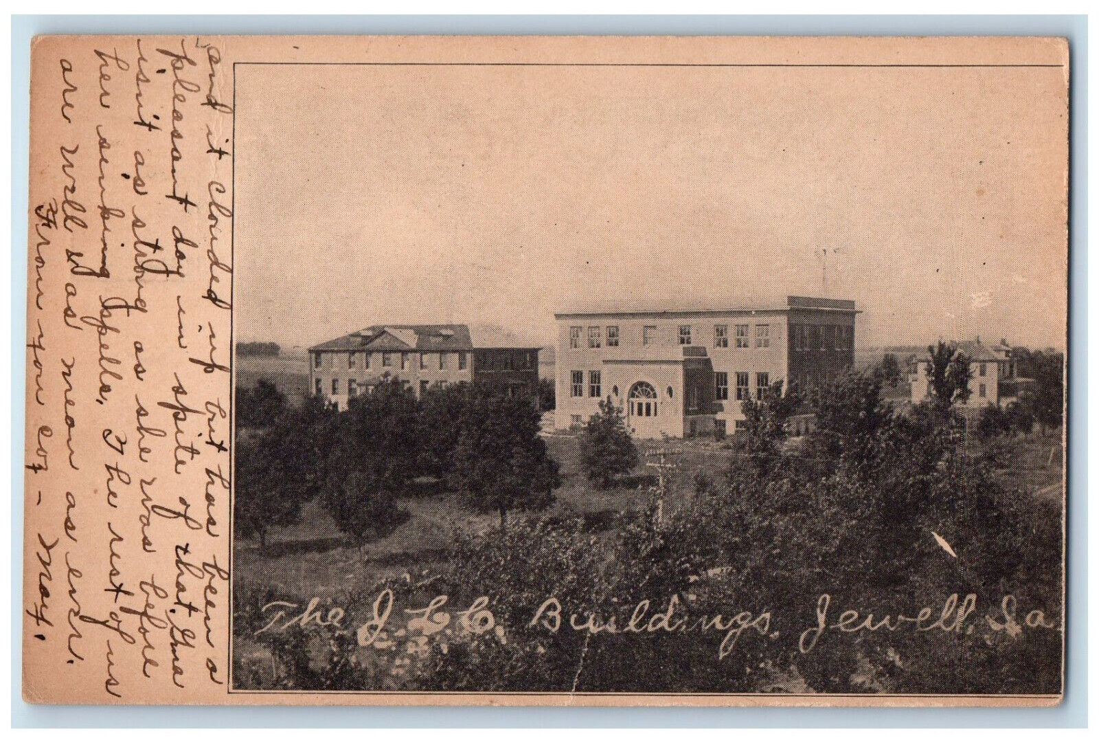 1911 The J.L.L. Building Panoramic View Jewell Iowa IA Antique Posted Postcard