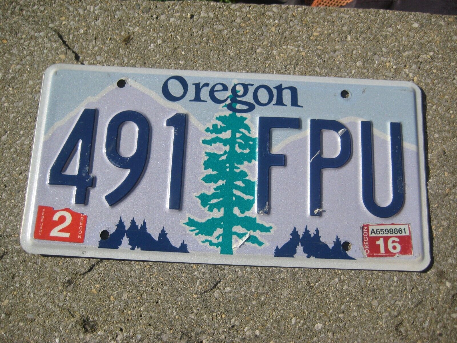 AMERICAN OREGON TREE GRAPHIC FEBRUARY 2016 # 491 FPU RARE NUMBER PLATE