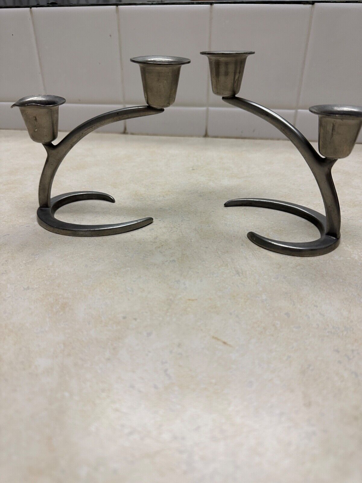Pair of Mid Centry MCM Crescent Base Candle Holders DF