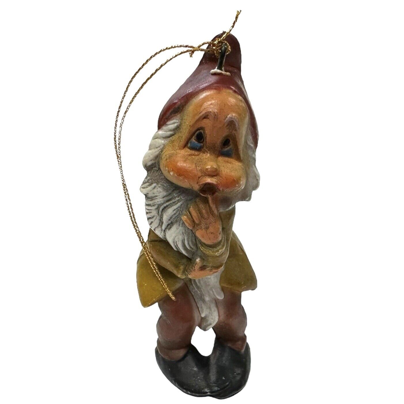 Vintage Midcentury Hong Kong Shy Bashful 2.5” Gnome Elf Christmas Tree Ornament