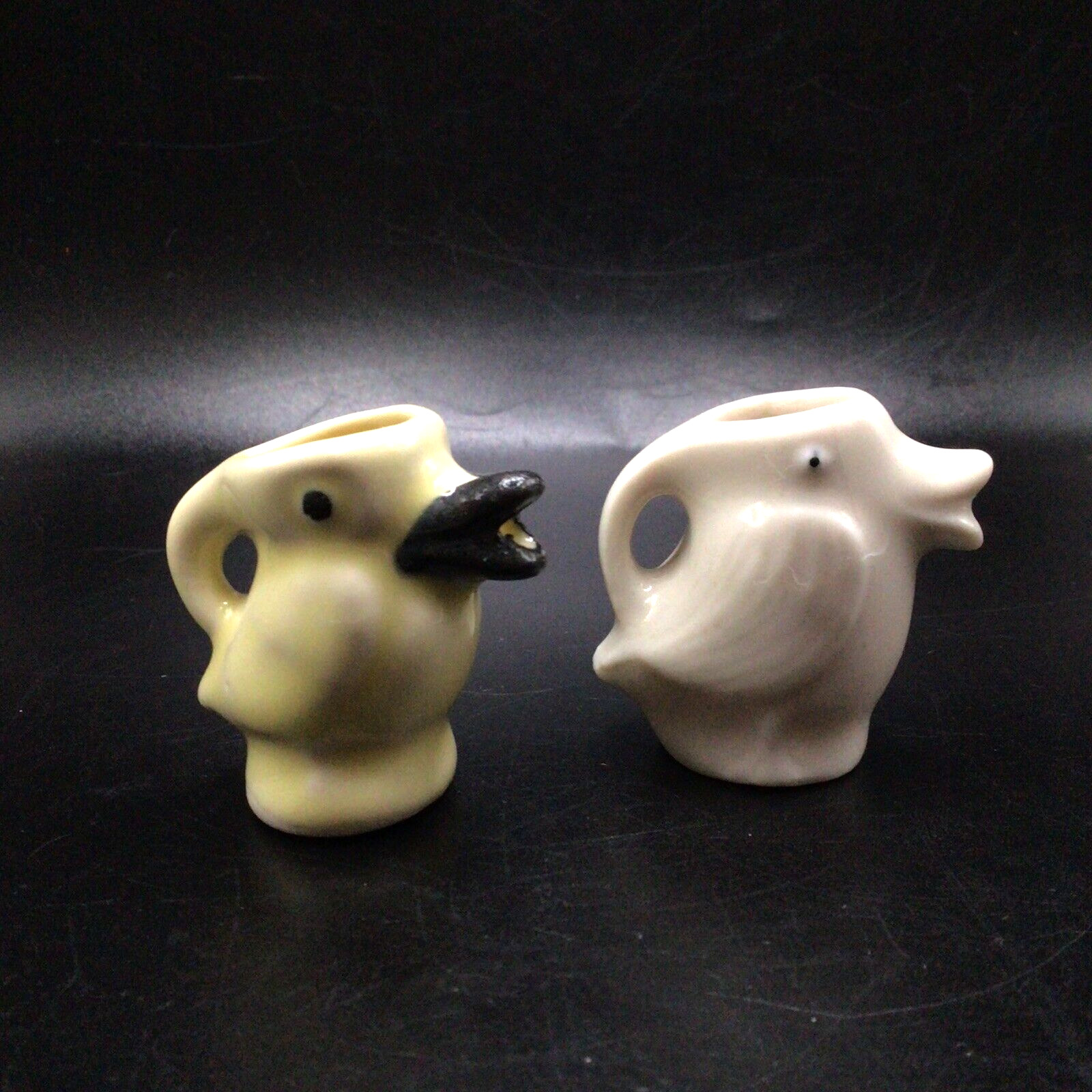 2 Mini Bird Creamer Pitcher Duck Miniature Ceramic