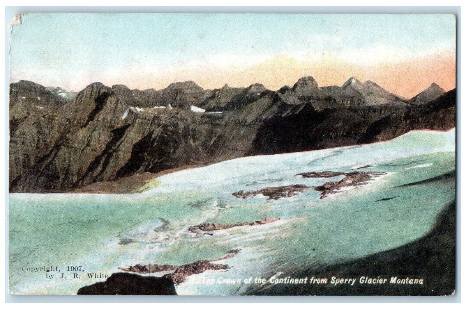 1911 Scenic View Crown Continent Sperry Glacier Montana Antique Vintage Postcard