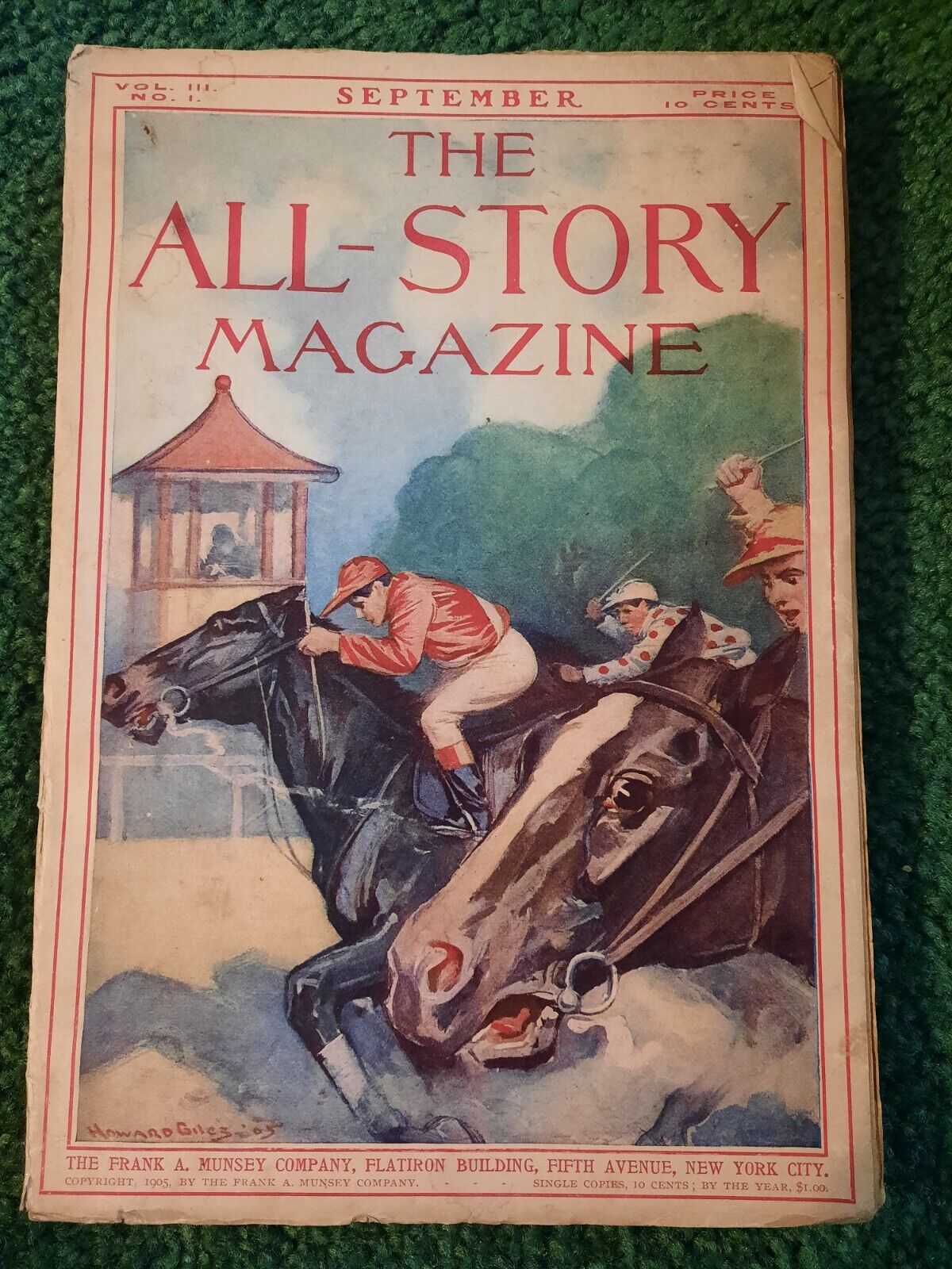 The All Story Magazine September 1905 Vol.3 No.1 Pulp Magazine SCARCE GD/VG