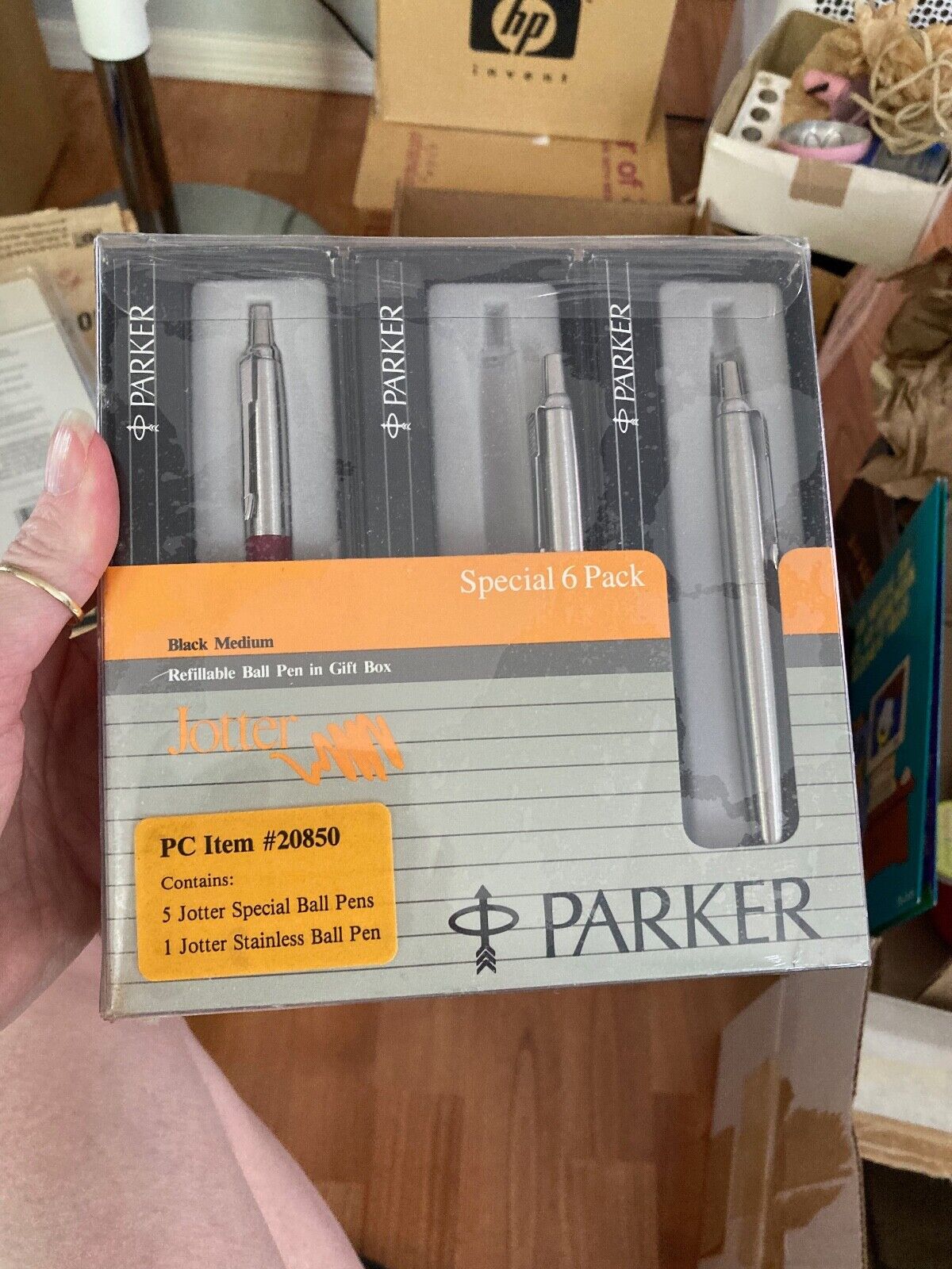 NEW IN BOX Parker Jotter BPN Pens Black Ink Medium Point 6 Pack