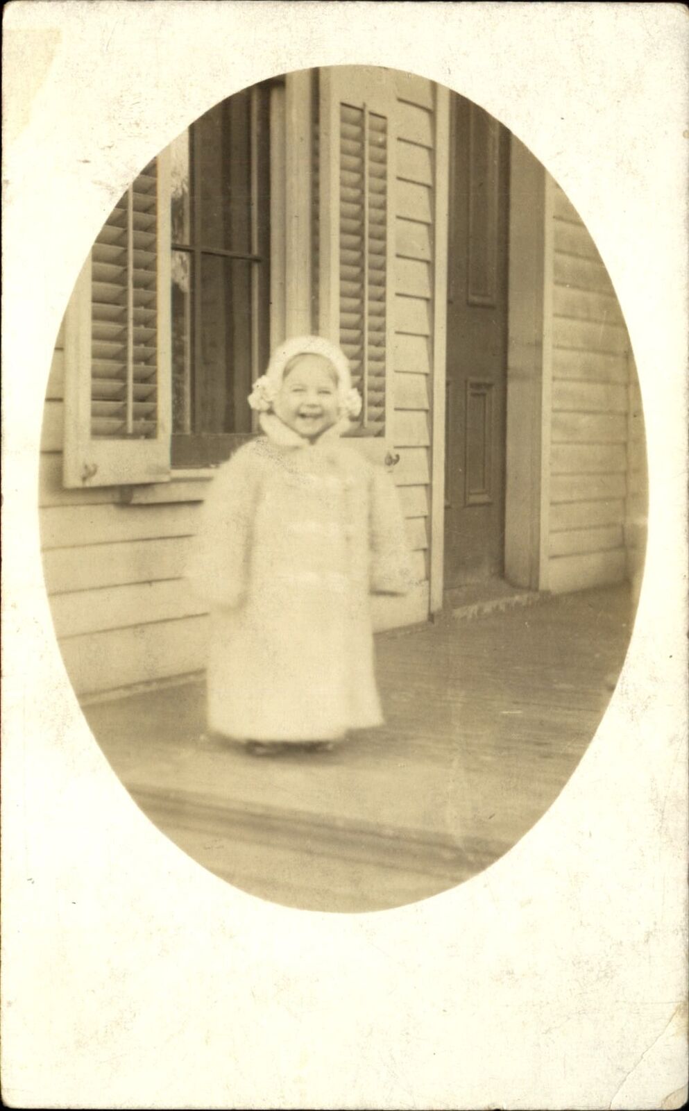 RPPC Happy little girl long fur coat~ 1904-18 VIVIAN HUTCHINS Grand Rapids MI