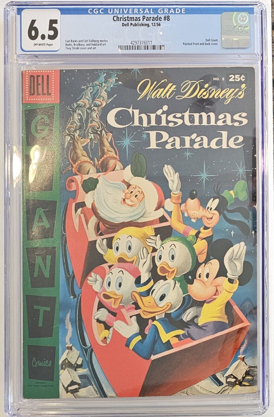 CGC 6.5 OWP Dell Giant Walt Disney's Christmas Parade #8 1956 Rare To See Graded