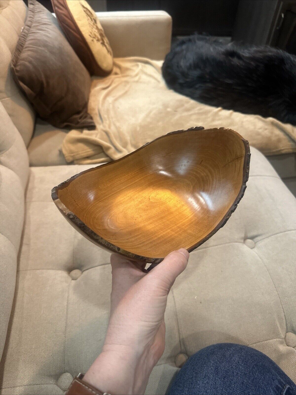 Raw Edge Apple Wood Bowl.  Signed And Numbered.  10”x6.5”x4” Stunning.