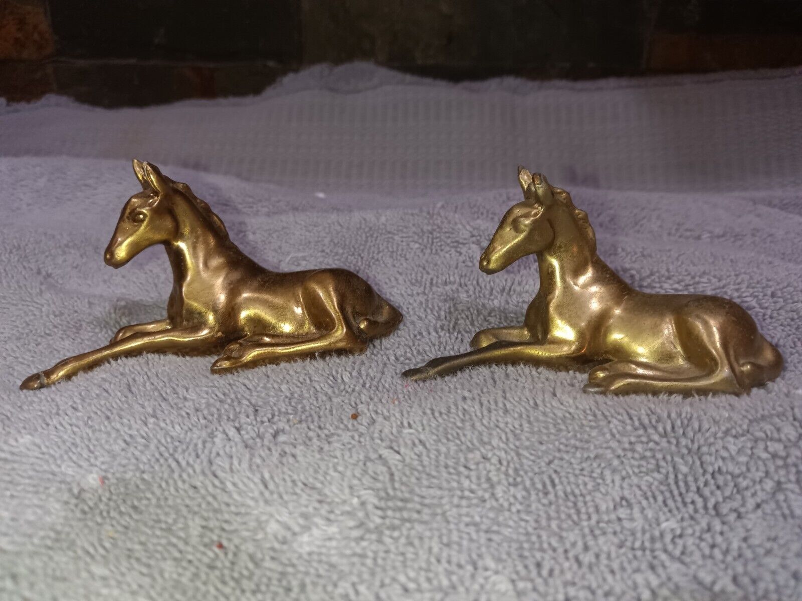 Vtg. Unbranded 1 Set Of 2 Solid Brass Horse Figurines 3 x 2