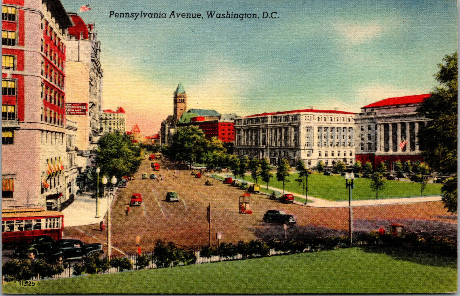 Vtg 1940s Pennsylvania Avenue Washington DC Unused Linen Postcard