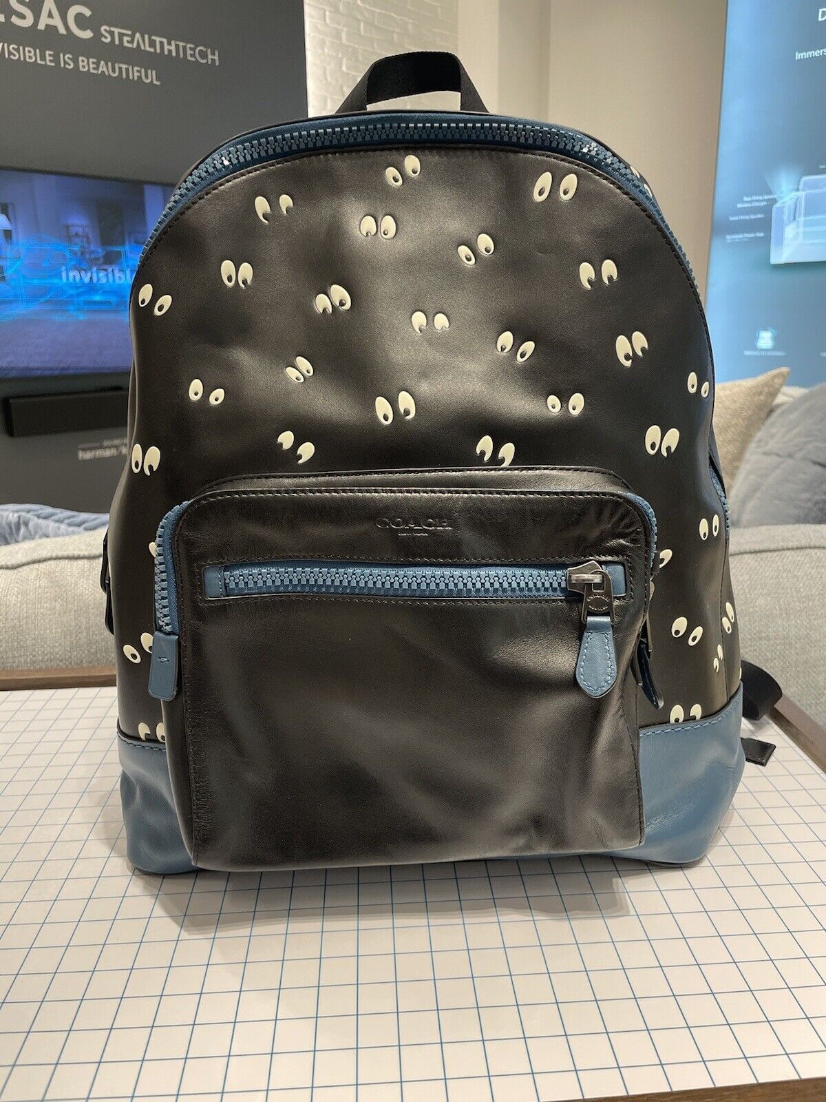 Coach X Disney Spooky Eyes Black Leather Backpack