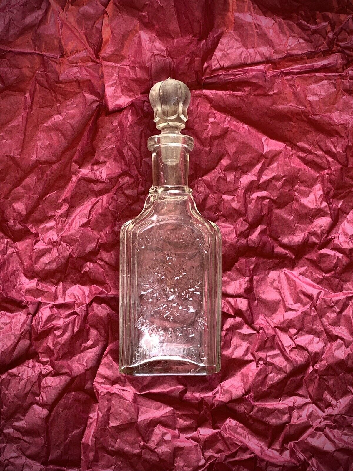 ANTIQUE IMPERIAL RUSSIA GLASS PERFUME BOTTLE  BROCARD & CO IN MOSCOW RARE