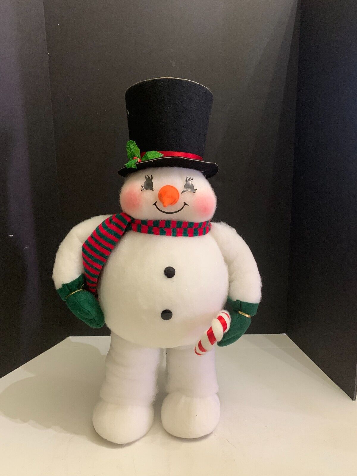 Vintage Large Fluffy Snowman Christmas Decoration 23 inches Tall Made in Taiwan