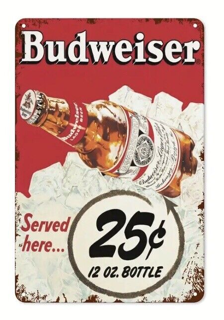 Budweiser Vintage ￼Tin Sign 8 x 12