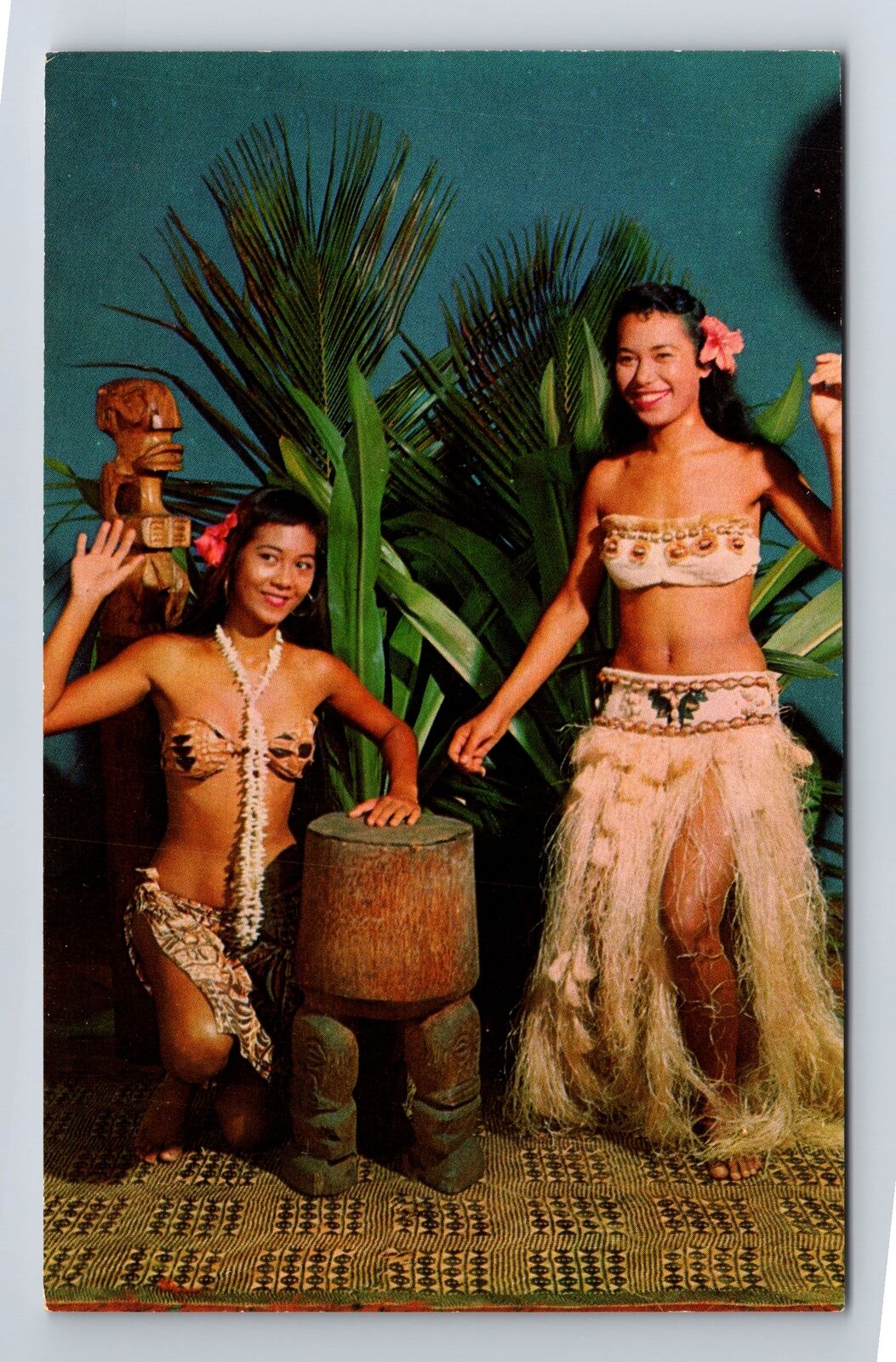 Fiji, Polynesian Dancers, Performing Hula Dance, Antique Vintage Postcard
