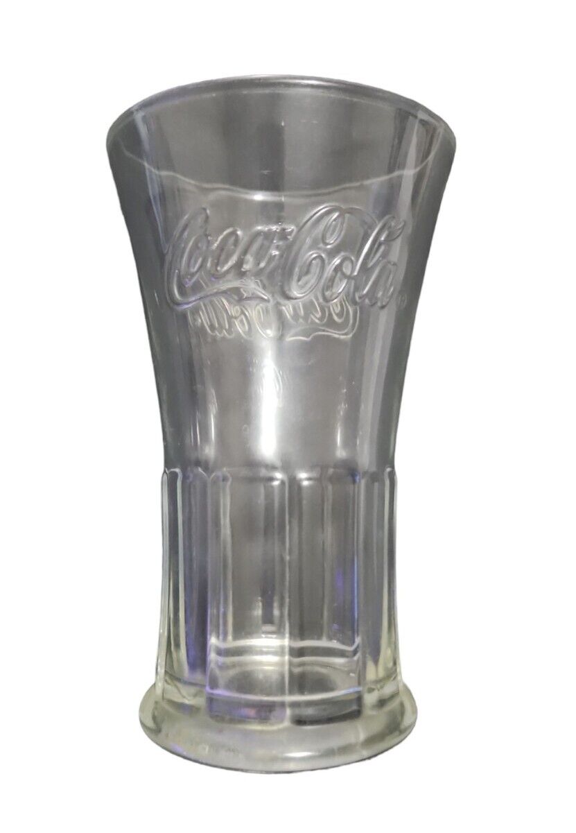 Vintage Clear Coca Cola Glass Flared Tumbler Heavy Thick Glass, Pre-owned