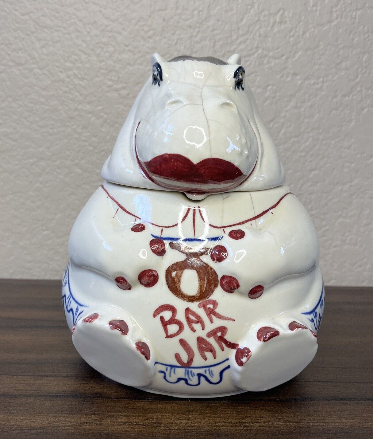 Vintage Rare 1940\'s Abingdon Pottery Bar Jar Hippo Cookie Jar