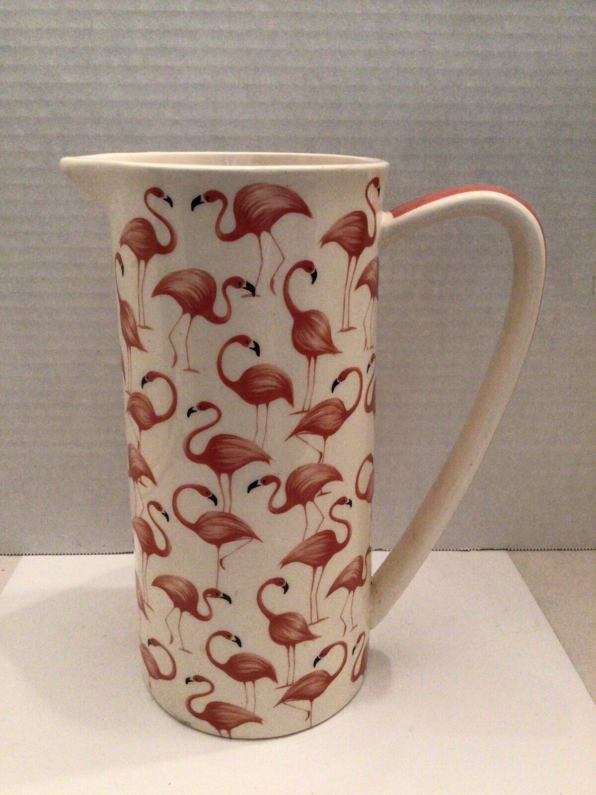 Flamingo Pitcher Vintage Ceramic By DEI 9.75” tall