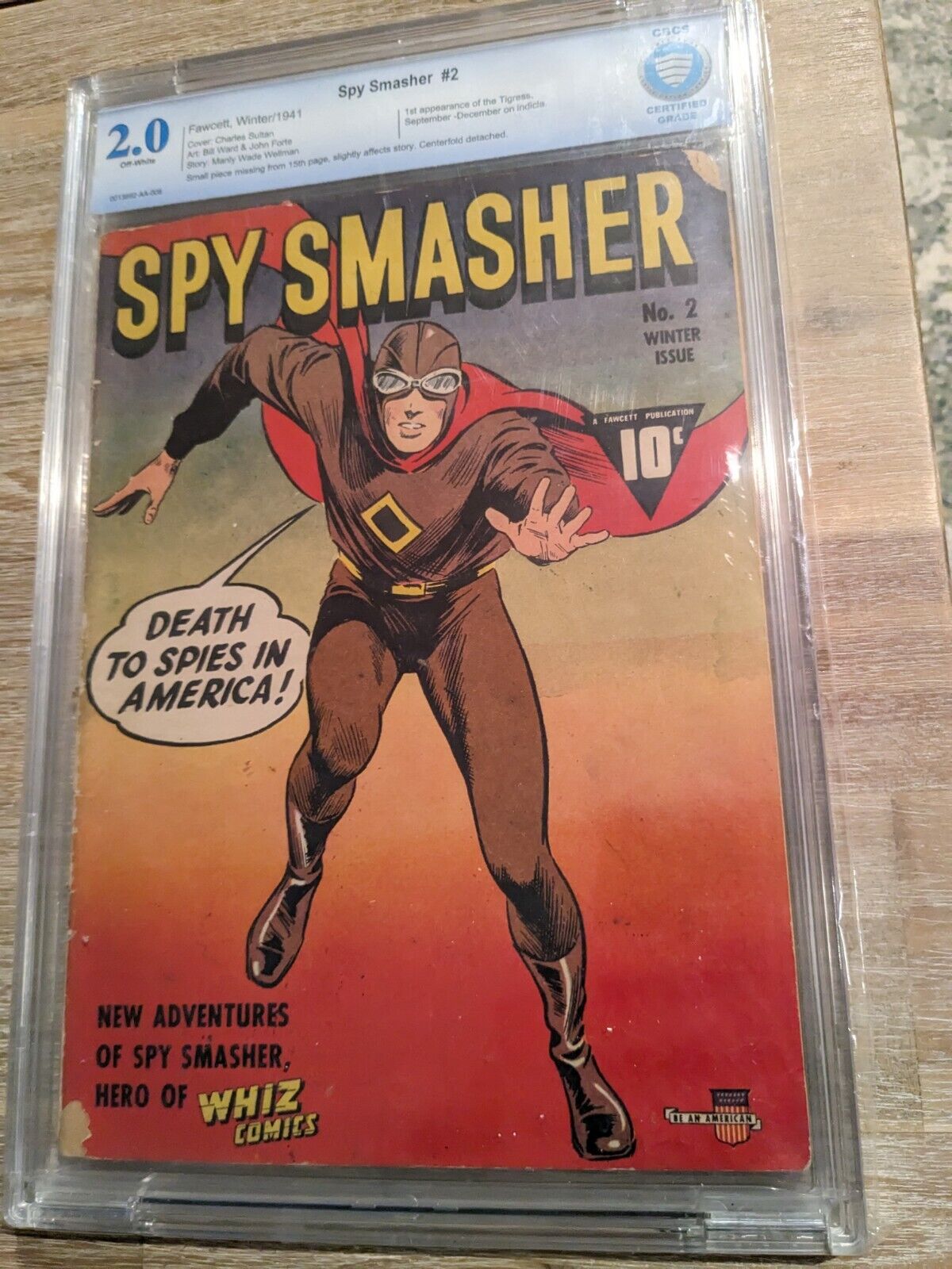 1941 SPY SMASHER COMIC 2 CBCS 2.0 GOLDEN AGE FAWCETT COMICS
