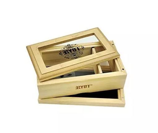 Ryot 4x7” Glass Top Box in Natural | Premium Wooden Box Perfect for Sifter