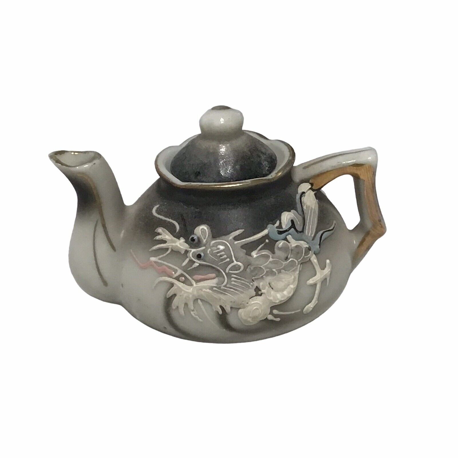VINTAGE 1950's Miniature DRAGONWARE Moriage Teapot Gold Trim Made In Japan