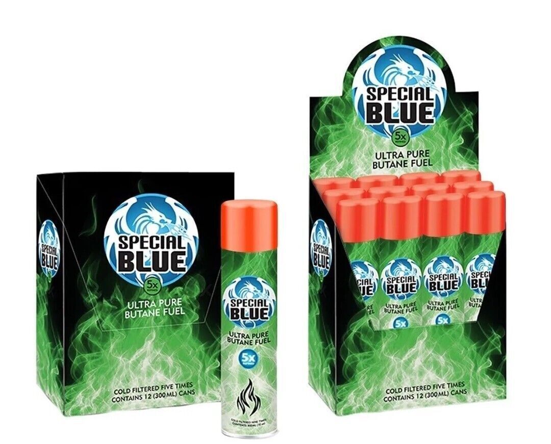 96 Cans - Butane Gas Special Blue 5X refined. Lighter Refill Wholesale Fuel