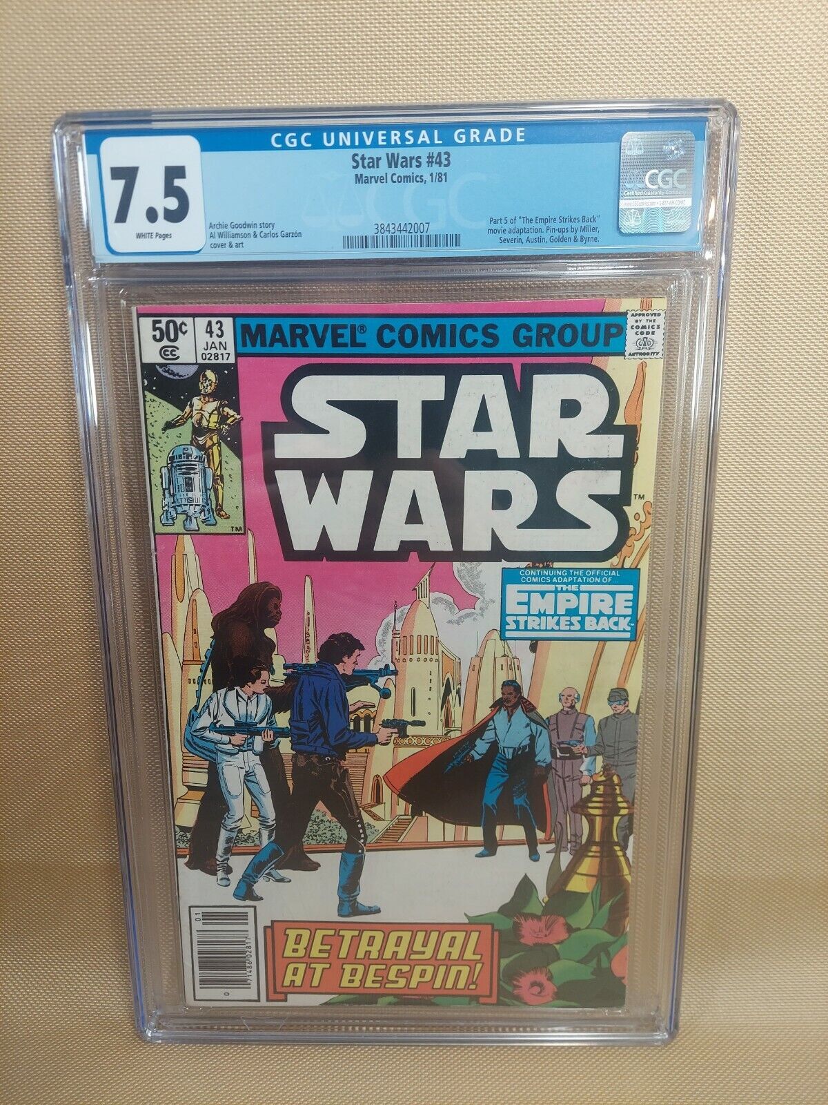 Star Wars #43 CGC Graded 7.5 Marvel January 1981 Newsstand Edition Comic Book.