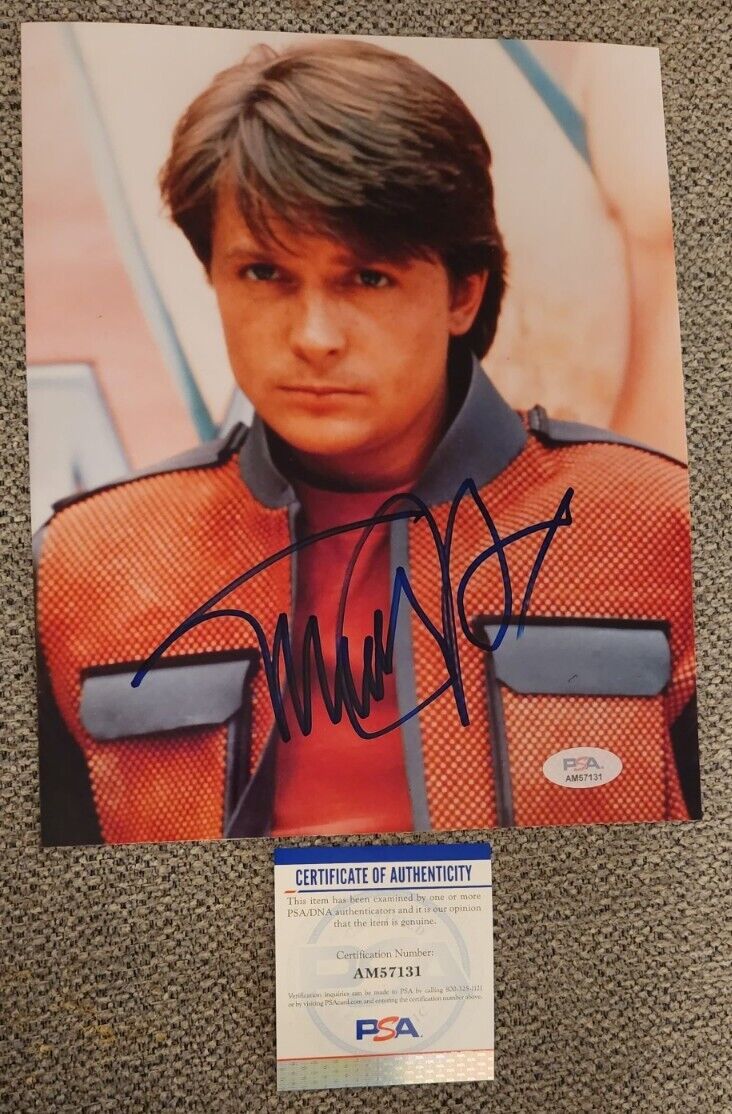 MICHAEL J FOX SIGNED 8X10 PHOTO BACK TO THE FUTURE MARTY MCFLY  PSA/DNA AM57131